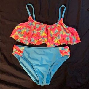 Blue Based Neon Multi-Color Bikini